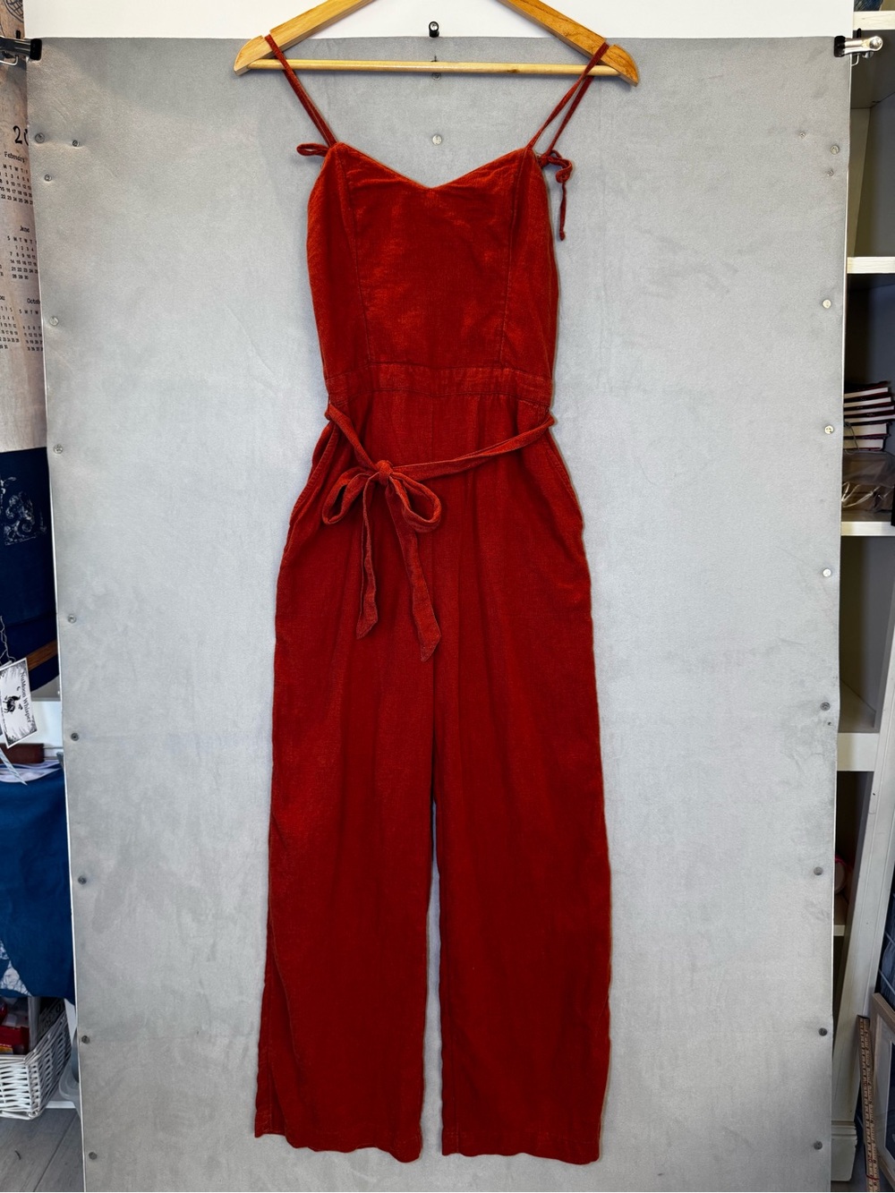 Abercrombie & Fitch Jumpsuit XS Rust Wide Leg Tie Waist Strappy Boho